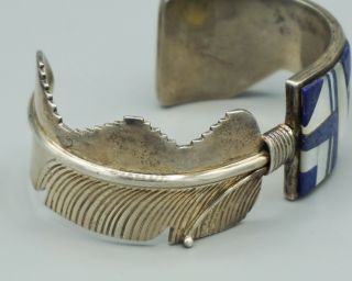 Navajo VV Surrisi Sterling Silver,  Lapis & Mother of Pearl Cuff Bracelet 2