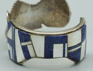 Navajo VV Surrisi Sterling Silver,  Lapis & Mother of Pearl Cuff Bracelet 3