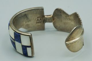 Navajo VV Surrisi Sterling Silver,  Lapis & Mother of Pearl Cuff Bracelet 4