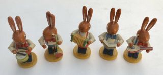 Vintage Wood Easter Bunny Rabbit Band Figurines Eingetragene Schutzmarke German