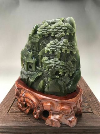 100 natural HETIAN Jasper jade Hand carving Landscape elderly states W105 2