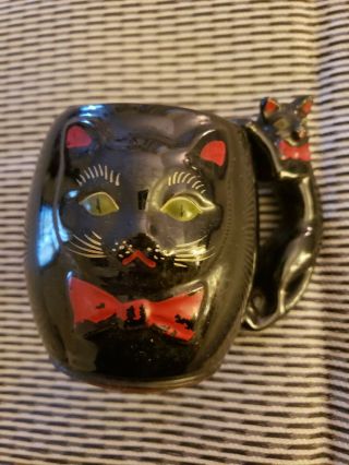 Vintage Shafford Black Cat Mug Made In Japan Halloween