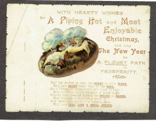 Angus Thomas Victorian Christmas Card Hot Potato Play On Words