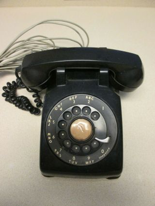 Vintage 1950s Western Electric Black C/d 500 9/54 Rotary Dial Desktop Telephone