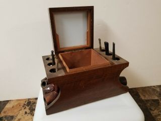 Vintage Pattberg American Walnut 6 Pipe Stand/humidor Includes 9 Pipes & More