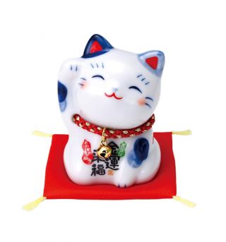 Pottery Maneki Neko Beckoning Lucky Cat 7634 Money Good Luck 60mm From Japan