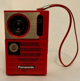 Vintage Red Panasonic Am Fm Pocket Hand - Held Transistor Radio Model Rf - 508