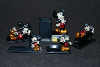 Disney Mickey Mouse Color Metallic Desk Set Stapler Tape Holder,