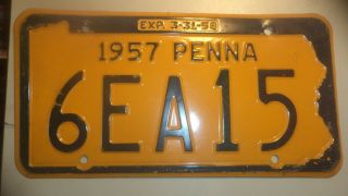 Vintage 1957 Pennsylvania Pa License Plate 12 " X 6 " Paint