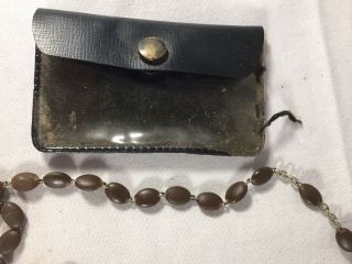 Vintage Antique Catholic Rosary And Leather Case 4