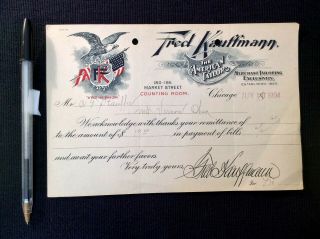 7 1904 Fred Kauffmann American Taylor Chicago Il Eagle Flag Letterhead Paper