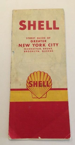Vintage 1959 Shell York Map Street Guide Manhattan Bronx Brooklyn Queens Ny