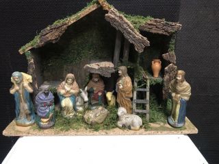 Vintage Porcelian Nativity Set Christmas Jesus Mary Joseph Manger Decoration