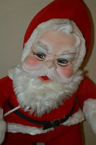 Creepy Rushton Rubber Face Plush Santa Claus Doll Christmas Figure 24 " W/bag