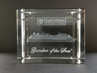 Royal Caribbean Crystal Paperweight “grandeur Of The Seas” Laser Engraved Nib