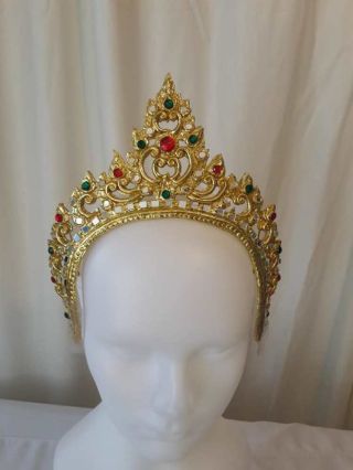 Traditional Thai Dance Gold Costume Headdress Crown Cambodia Princess Ram Tiara