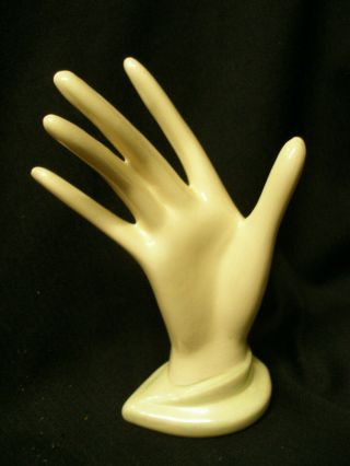 Vintage Ceramic Art Pottery Hand Figurine Vanity Jewelry Ring Display