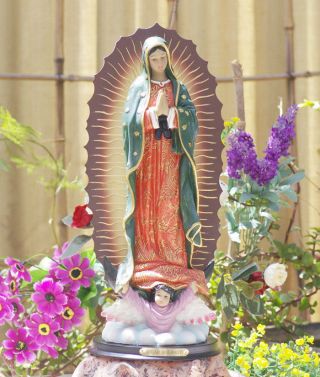 Rare Catholic Our Lady Of Guadalupe Resin Statue Mary 13 "