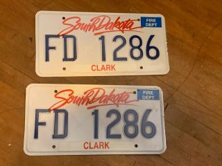 Clark County South Dakota Fire Department License Plate Pair