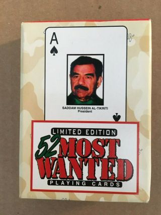 Limited Edition 52 Most Wanted Playing Cards Saddam Hussein Iraq Gulf War