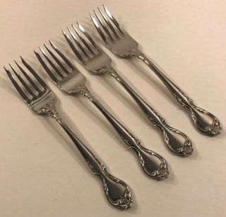 Lyon Queens Fancy 4 Salad Forks Stainless Satin Black Accent Int 
