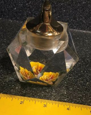 Vintage Evans Acrylic Lucite Cigarette Lighter W/ Yellow Flower In The Base