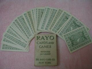 VERY RARE VINTAGE RAYO PLAYING CARDS 1907 COMPLETE INSTRUCTIONS TO PLAY 2