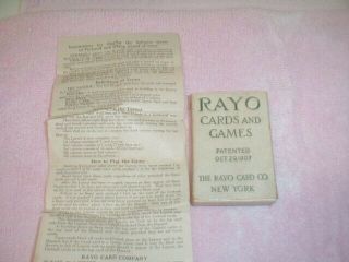 VERY RARE VINTAGE RAYO PLAYING CARDS 1907 COMPLETE INSTRUCTIONS TO PLAY 5