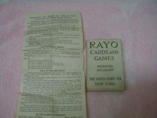 VERY RARE VINTAGE RAYO PLAYING CARDS 1907 COMPLETE INSTRUCTIONS TO PLAY 6
