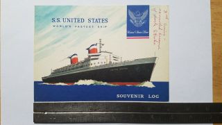 1963 Ss United States Ocean Liner Souvenir Log Nyc Dock Strike Canceled Cruise