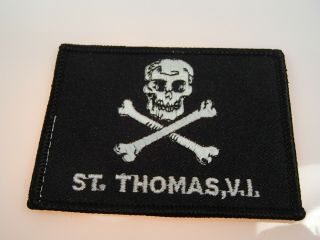 1980s Vintage Skull Crossbones Saint Thomas Virgin Islands Embroidered Patch
