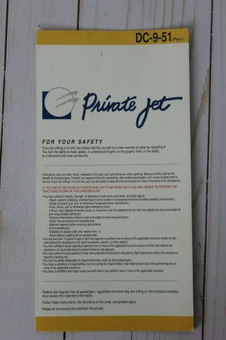 Private Jet Airlines Dc - 9 - 51 Safety Card - 1994