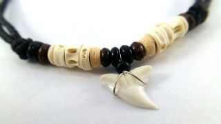 Real Shark Tooth Necklace Choker Pendant&jaw Fish Vertebrate Bead Natural Surfer
