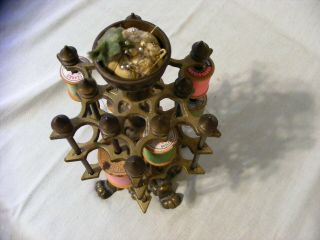 Antique Brass Thread Spool Holder For 24 Spools with Pin Cushion Holder 6