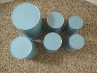 6 ASSORTED VINTAGE TUPPERWARE SERVALIER STACKING NESTING CANISTERS COUNTRY BLUE 6