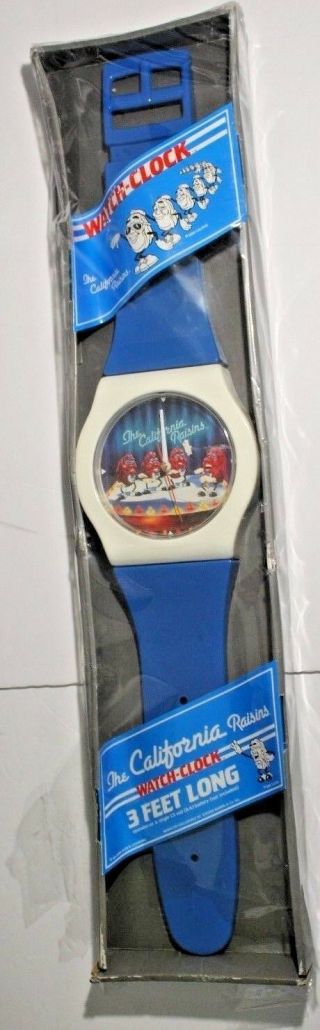 California Raisins Giant Blue Wristwatch Wall Clock - Vintage In Orginal Package