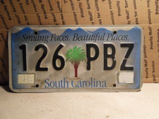 South Carolina Smiling Faces,  Places License Plate Palm Tree 126 Pbz