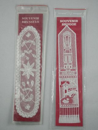 Vintage Belgian Lace Souvenir Brussels Brugge - White Lace - Bookmarks Belgium