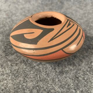 Vintage Native American Pueblo Hand Painted Pot Signed R.  S. 4