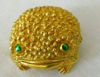 Vintage Revlon Moon Drops Frog Solid Perfume Compact Gold Tone Travel Size