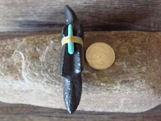 Zuni Indian Hand Carved Jet Raven Fetish by Herbert Halate Native America FF275 5