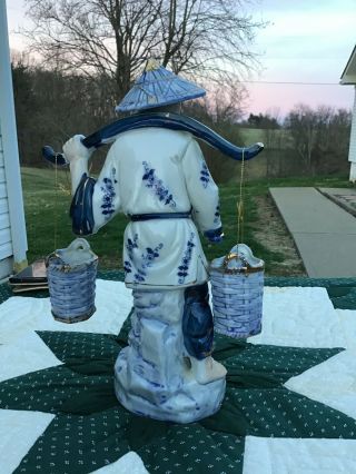 Porcelain Old Chinese Man Carrying Water Buckets