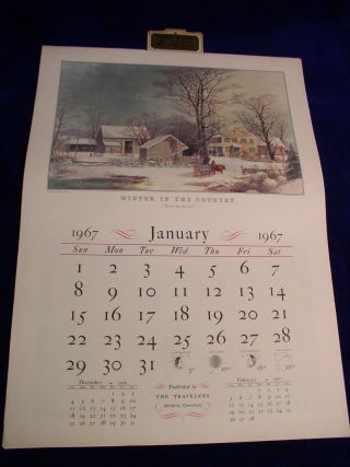 Travelers Calendar Currier & Ives 1967