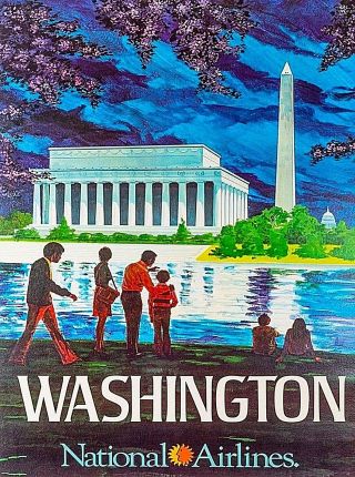 Washington D.  C.  National Airlines Vintage U.  S.  Travel Advertisement Poster Print