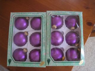 Vintage Box Imperial Purple Glass Ball Christmas Ornaments Christmas By Krebs 12