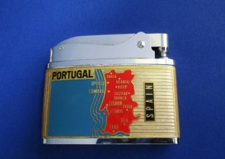 Vintage Brother - Lite Cigarette Lighter Map And Flag Of Portugal