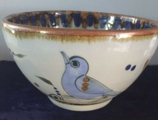 Mexico Blue Bird and Flower bowl by Ken Edwards KE 3