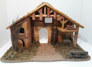 Nativity Wood Stable Creche 18 " Long X 11 " Tall (for 5 " - 7 " Figures)