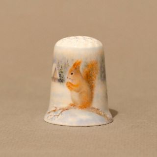 Thimble Porcelain Handpainted Squirrel