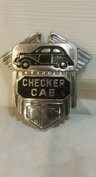 Vintage Checker Cab Taxi Driver Hat Badge